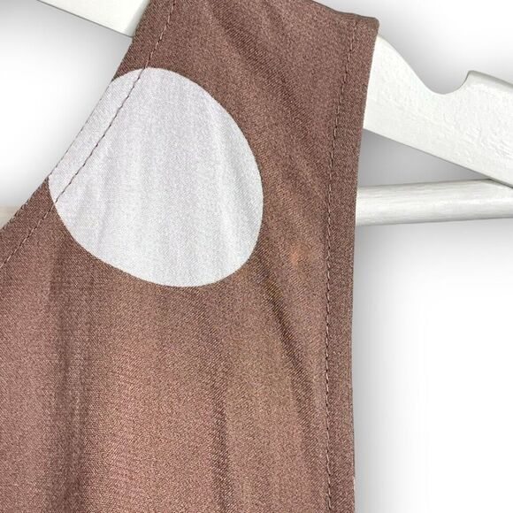 Loft Polka Dot Tie Back Swing Dress Brown White Desert Taupe Women’s Size Large - Picture 11 of 12